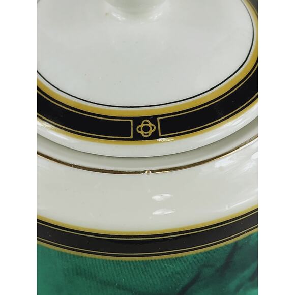 Retroneu Sugar Bowl w/ Lid Jade Garland 3 1/2" Fine China 90's #3020 Pattern - Picture 6 of 14